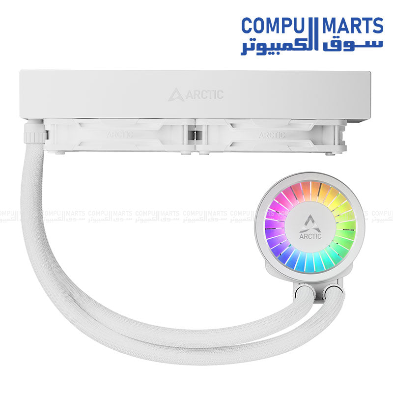 ARCTIC Liquid Freezer III PRO all-in-one CPU cooler featuring durable radiator design, copper cold plate, integrated VRM cooling module, and pre-applied MX-6 thermal paste. Compatible with Intel LGA1851/LGA1700 and AMD AM5/AM4 sockets – optimized for reliable high-performance cooling.