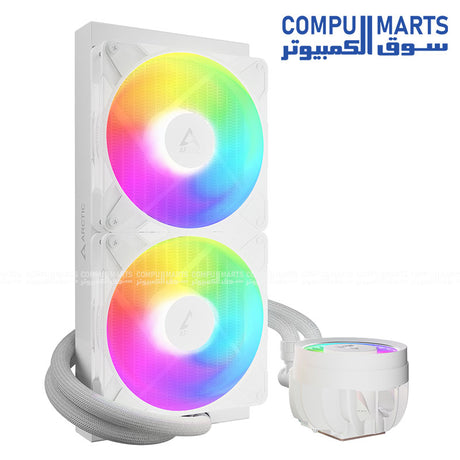 ARCTIC Liquid Freezer III PRO 280 A-RGB high-performance CPU liquid cooler with dual 140mm fans, VRM cooling, and Intel/AMD support.