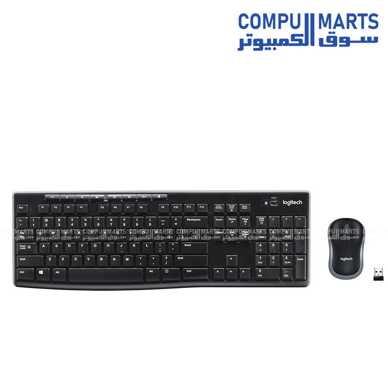 Logitech MK270 Wireless Keyboard and Mouse Combo in black available at Compumarts Egypt