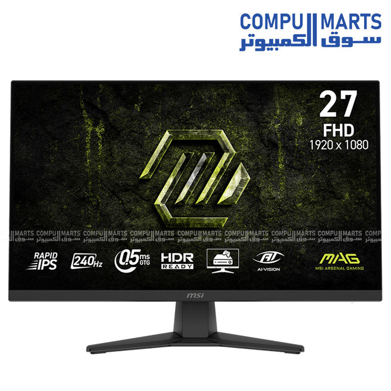 MSI 27 inch Gaming Monitor – Rapid IPS – 240Hz – 0.5ms – HDR – FHD – Black