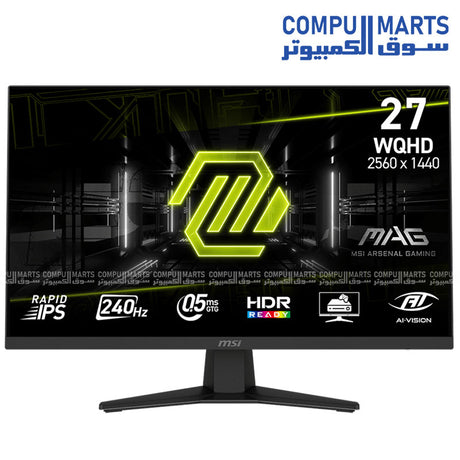 MSI MAG 274QF X24 27-inch WQHD Rapid IPS Gaming Monitor โ 240Hz Refresh Rate, 0.5ms Response Time, HDR Ready, AMD FreeSync Premium, Console Mode โ Egypt