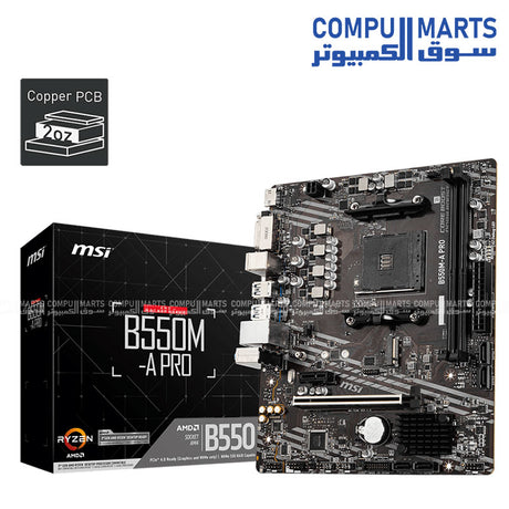 MSI B550M-A PRO (rev. 1.0) – Micro‑ATX AM4 Motherboard – DDR4 up to 4600MT/s OC – PCIe 4.0 – M.2 Slot – Gigabit LAN