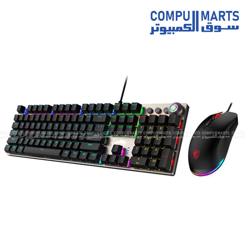 MSI -Forge- GK310 -Combo- red backlit -Arabic/English-gaming -keyboard - 3200- DPI-optical -mouse