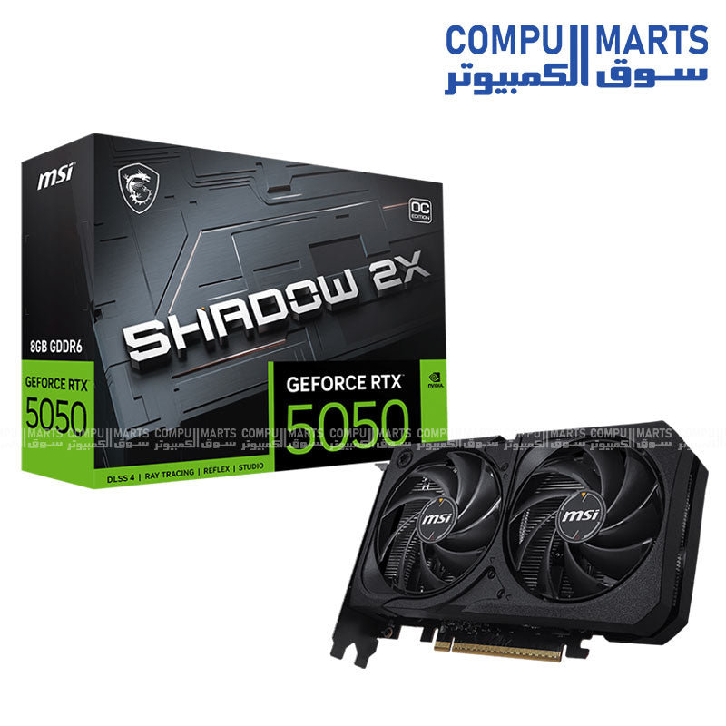 MSI GeForce RTX 5050 SHADOW 2X OC 8GB GDDR6 Dual Fan Graphics Card