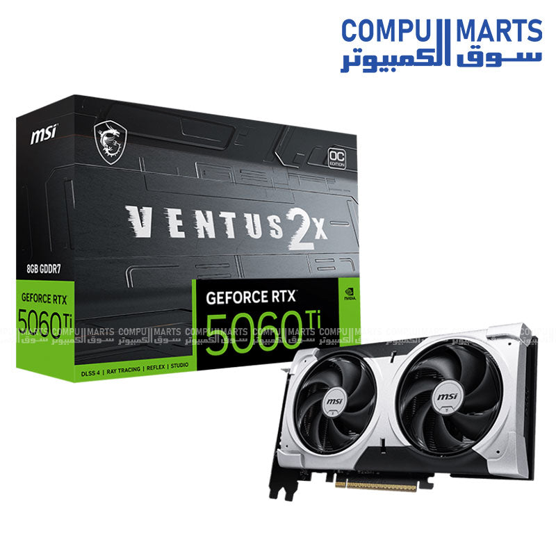 MSI GeForce RTX 5060 Ti 8G VENTUS 2X OC PLUS – Graphics Card – MSI – Dual Fan OC 8GB GDDR7