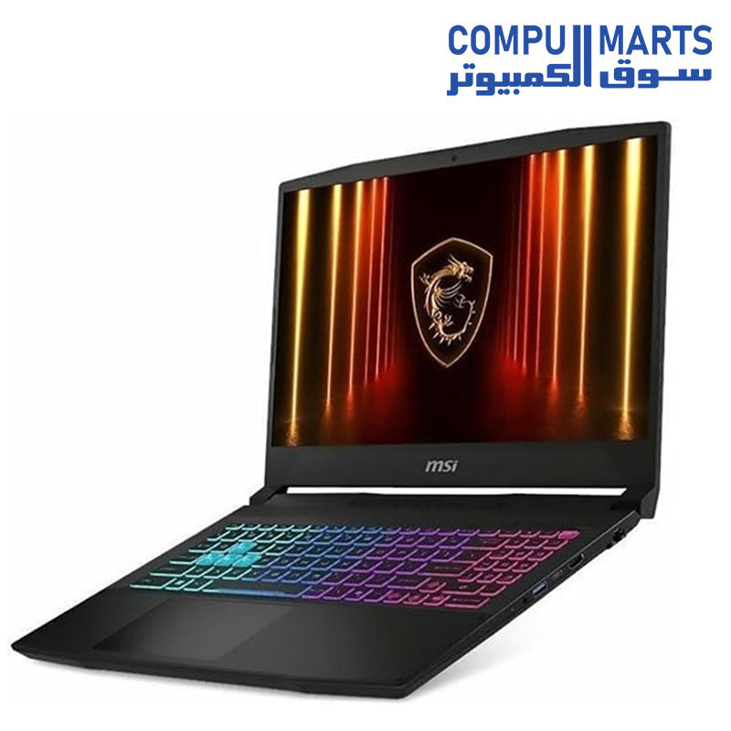 Front view of MSI Katana 15 HX B14WGK featuring Intel Core i7 processor and RTX 5070 graphics