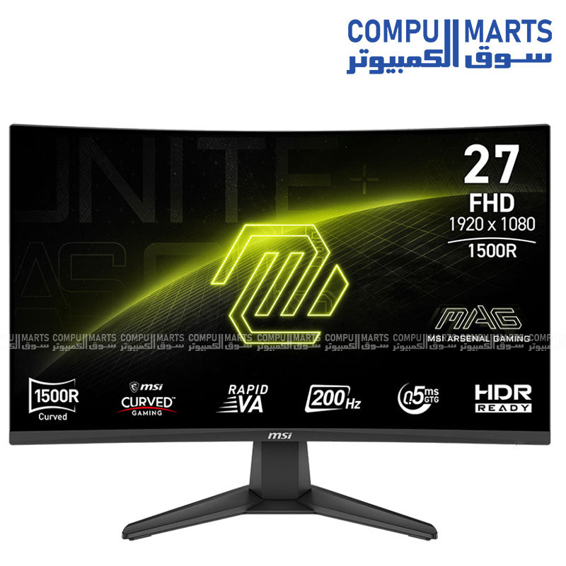 MSI MAG 276CF E20 – Gaming Monitor – MSI – 27 inch FHD 200Hz Curved Rapid VA HDR Ready