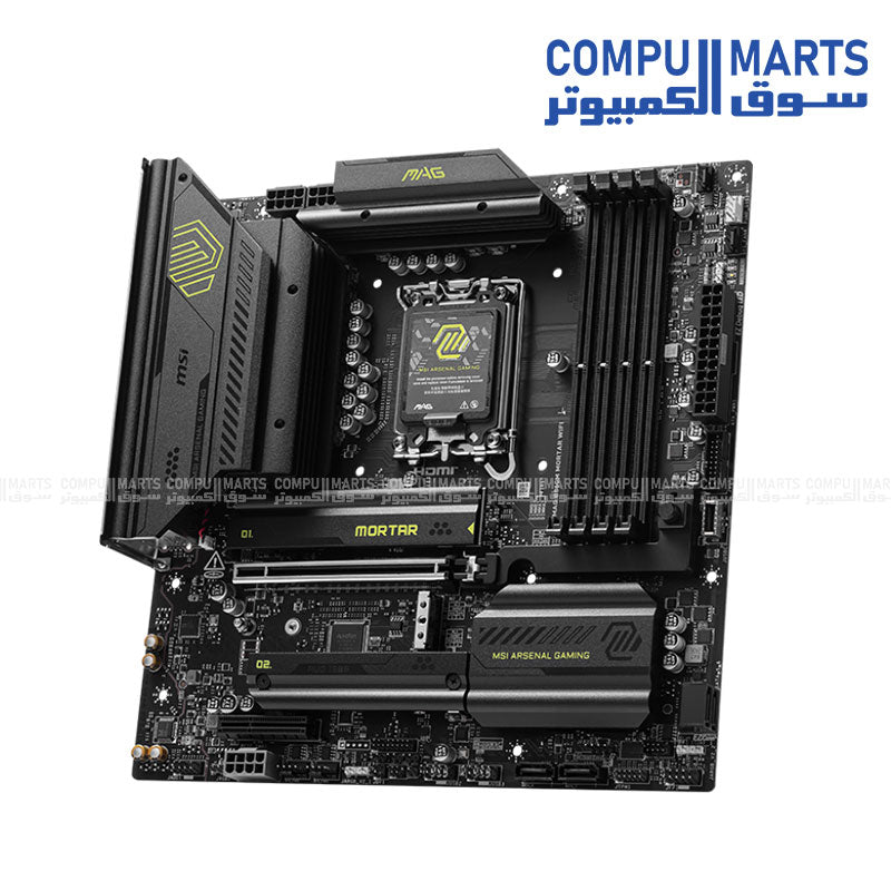 MSI -MAG -B860M- MORTAR -WIFI -LGA1851- Micro-ATX -DDR5 -motherboard - PCIe- 5.0- M.2- Gen5 - Wi-Fi 7