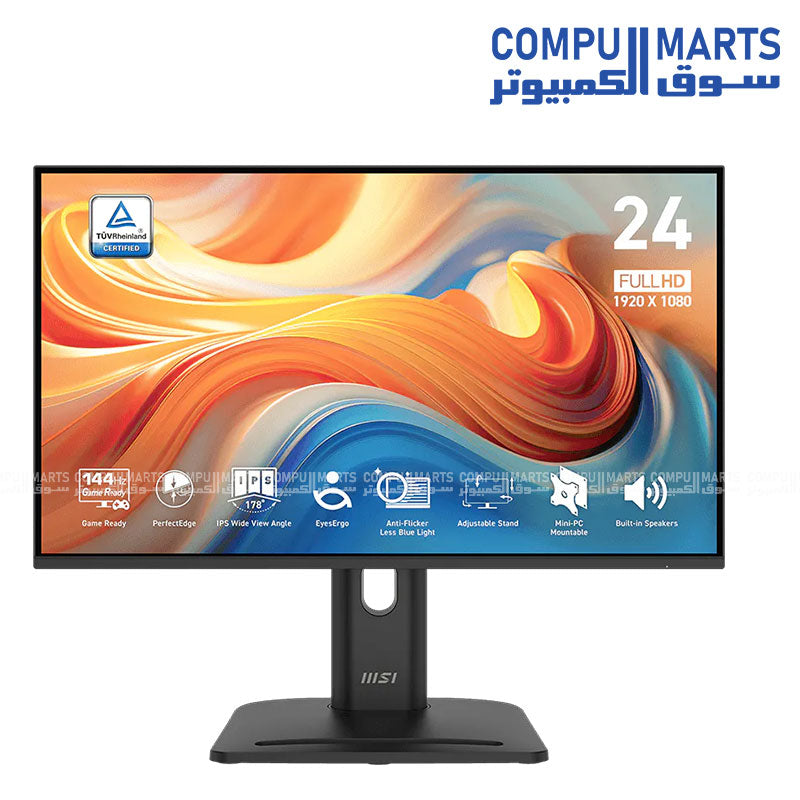 MSI PRO MP245PG E14 24 inch IPS FHD monitor with 144Hz refresh rate and adjustable stand