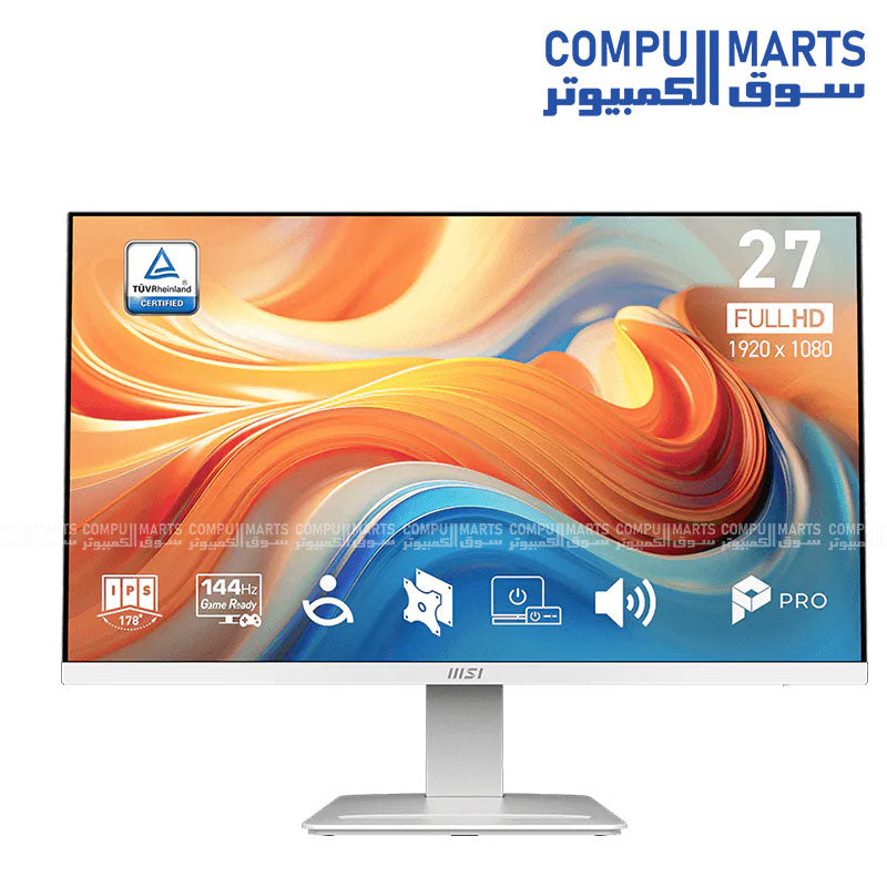 MSI PRO MP273 27 inch FHD IPS 144Hz gaming monitor with FreeSync HDMI DisplayPort black white