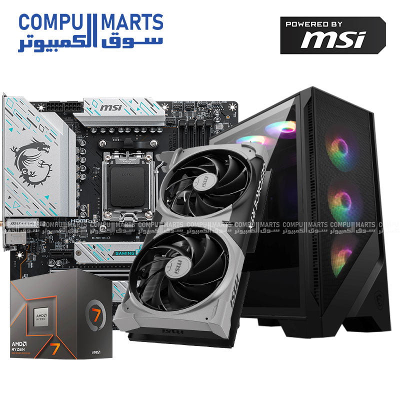 Ryzen 7 8700F with MSI RTX 5070 Ventus 2X Gaming PC full build with DDR5 and WiFi motherboard.