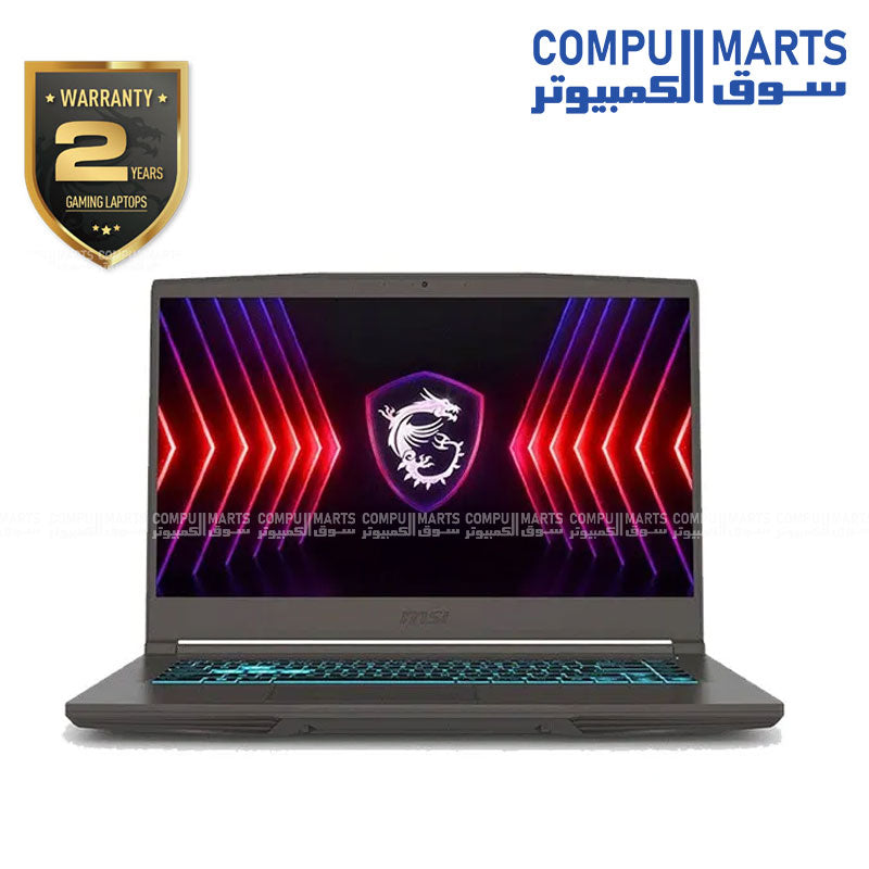 MSI Thin 15 B13UC i7 13620H 10C 16T Laptop RAM 16G DDR4 3200Hz SSD 512G Gen4 RTX3050 4G 15.6-FHD-IPS-144Hz-Blue Backlit-Arabic-1.86 kg-2 Year Warranty