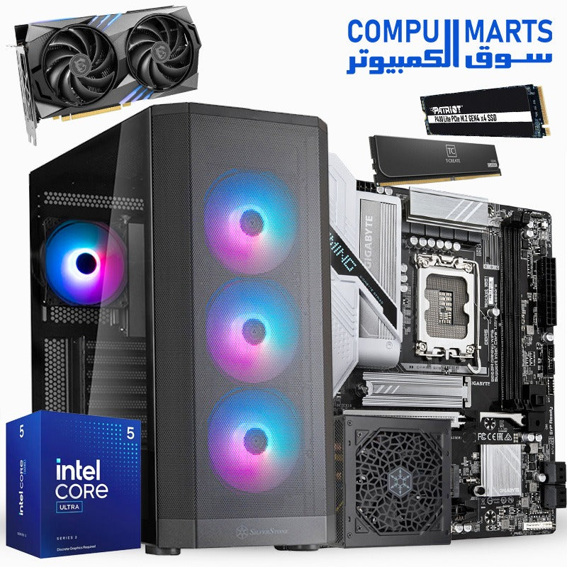 ALEXANDRE P1 – Intel Core Ultra 5 225F Processor + GIGABYTE B860 Motherboard + NVIDIA GeForce RTX 4060 / 4060 Ti / 5070 GPU Options + 32GB DDR5 RAM + 750W PSU – High-Performance Customizable Gaming PC Build – Egypt