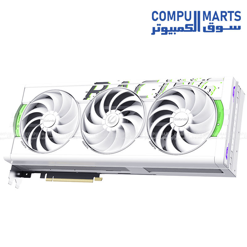 GeForce RTX 5080 OC GPU from Manli with 2295MHz base clock, 2670MHz boost clock, 960 GB/s memory bandwidth, and 3.5-slot cooling design at Compumarts