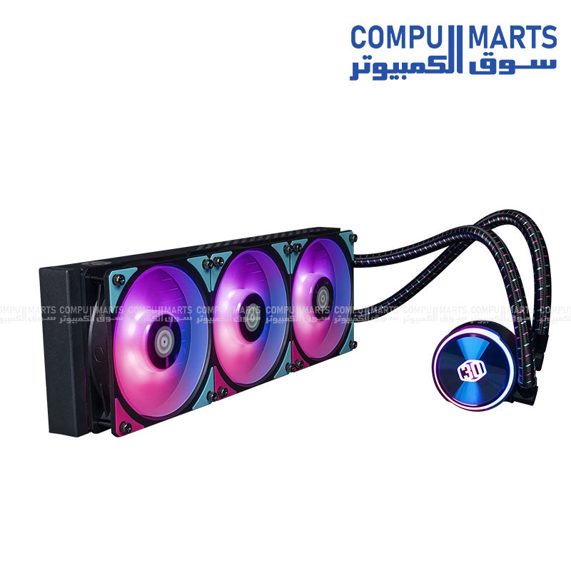 Equipped with 3 PCS fans, aluminum radiator material, and 394 x 119.6 x 27.2 mm radiator dimensions, available through Compumarts