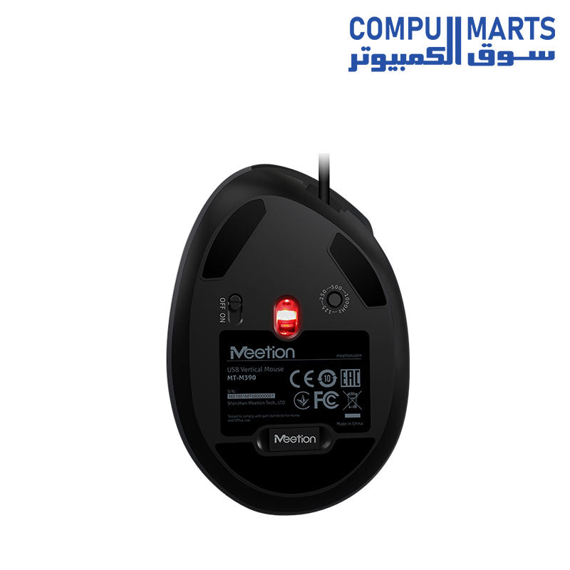 فأرة Meetion MT-M390 السلكية العمودية المريحة مع إضاءة حمراء LED