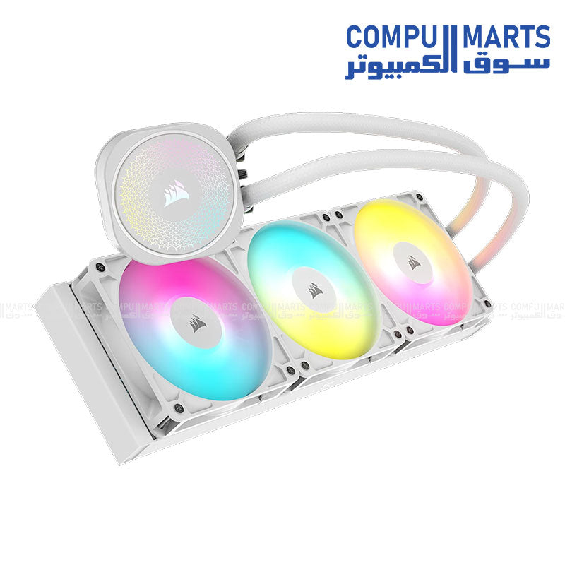 Corsair Nautilus 360 RS ARGB liquid CPU cooler 360mm White Black triple fan radiator Intel AMD compatible AIO cooling system