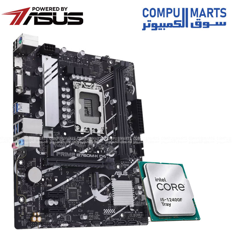 NOVA CM 1 bundle featuring ASUS PRIME B760M-K D4 motherboard and Intel Core i5-12400F Tray processor