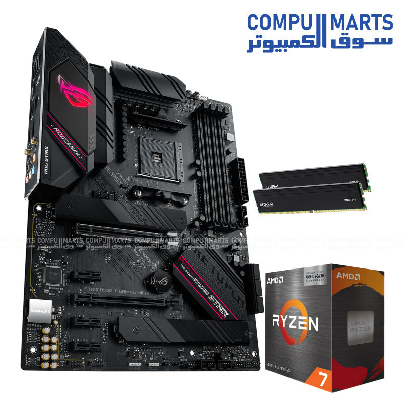 NOVA CMR 2 AMD Ryzen 7 5800X3D gaming platform bundle with ASUS ROG Strix B550-F Gaming WiFi II and Crucial Pro 64GB DDR4 3200MHz