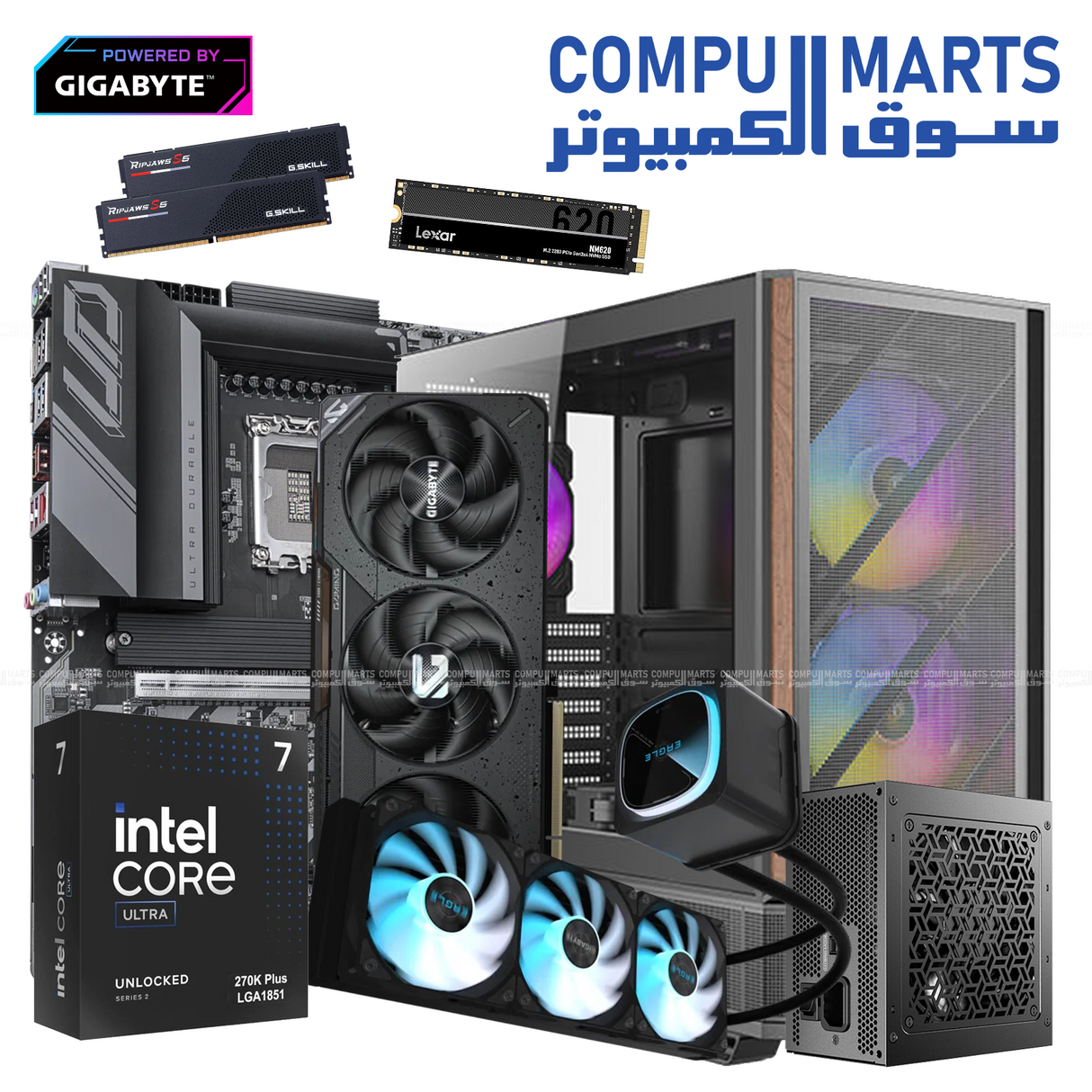 NOVA CORE V7 Gaming PC with Intel Core Ultra 7 270K Plus and GIGABYTE RX 9070 XT 16GB available in Egypt