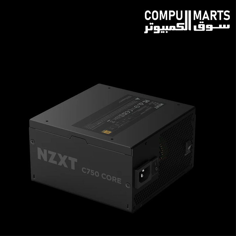 NZXT C750 Gold Core 750W fully modular ATX 3.1 power supply in black.