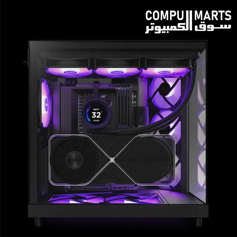 NZXT H6 Flow RGB Mid-Tower PC Case with 3 RGB fans and USB Type-C connectivity
