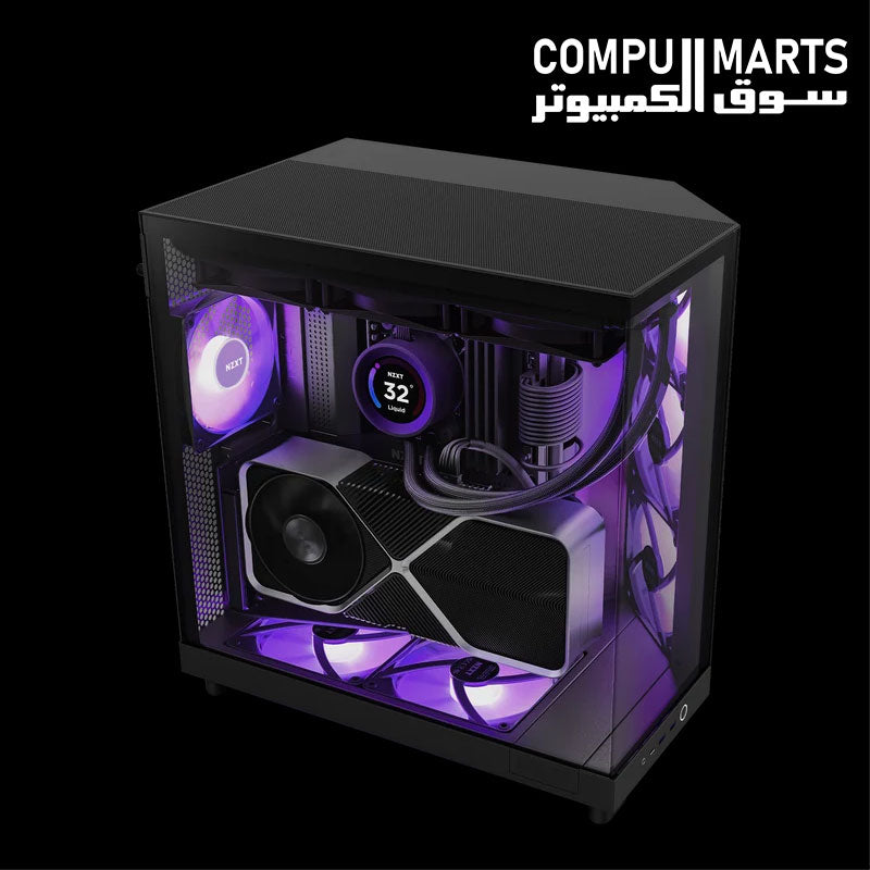 NZXT H6 Flow RGB computer case with ATX, Micro-ATX and Mini-ITX motherboard support