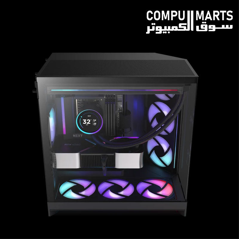 NZXT H9 Flow RGB gaming case with support for graphics cards up to 459mm.