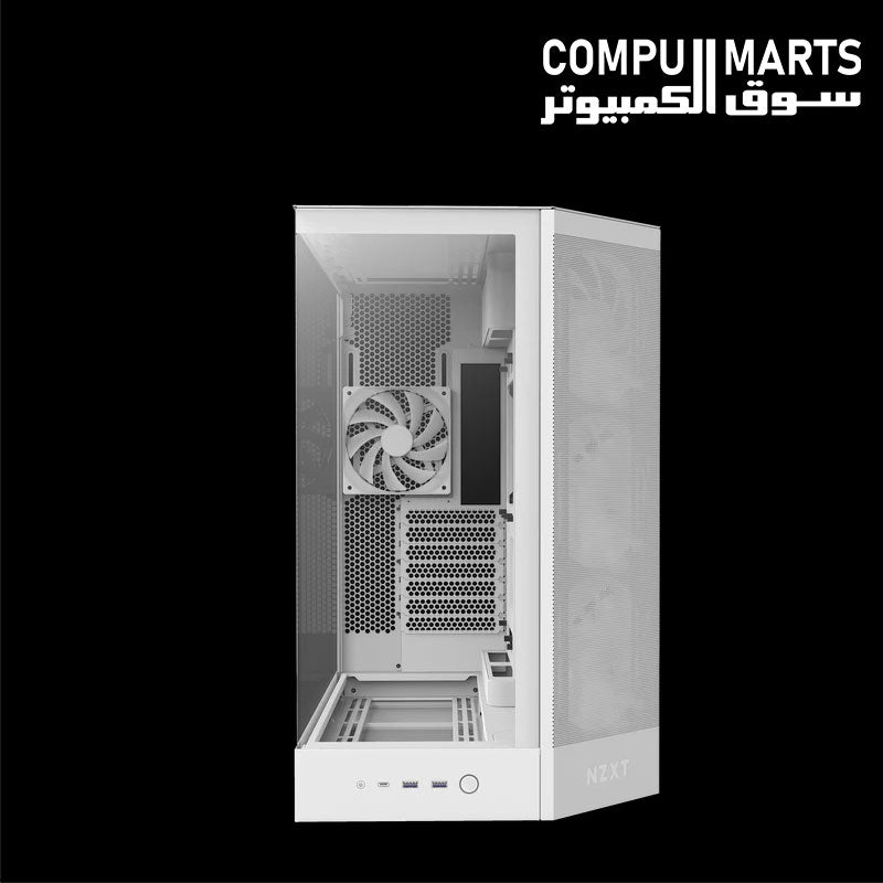 NZXT H9 Flow RGB black gaming case with dual chamber design and optimized airflow.