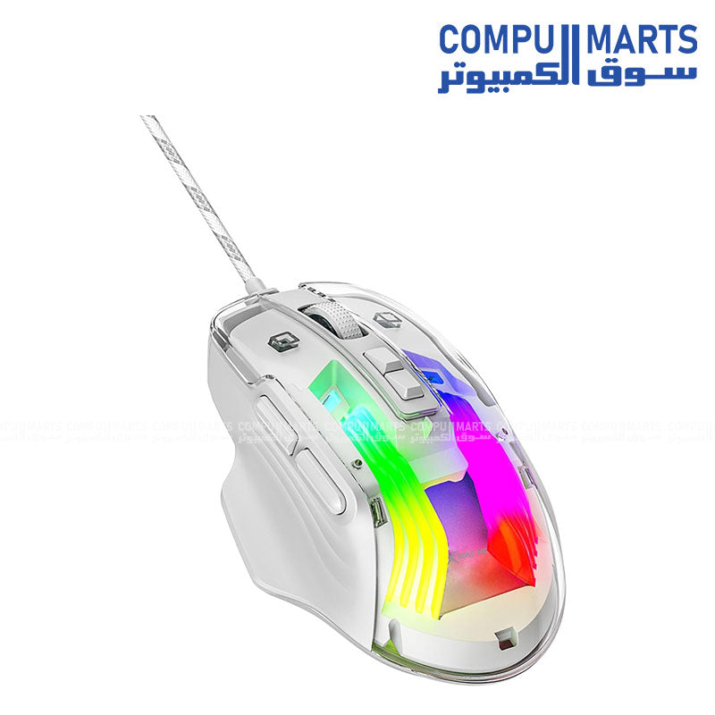 ONIKUMA CW923 Transparent RGB Wired Gaming Mouse – 7 Buttons – 12800 DPI – Customizable Backlight