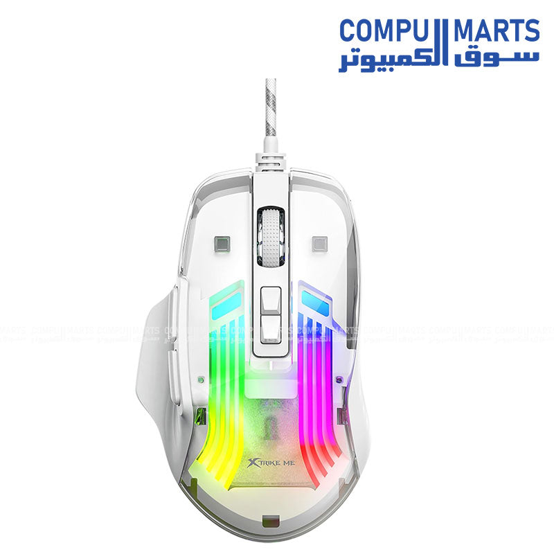 ONIKUMA CW923 Transparent RGB Wired Gaming Mouse – 7 Buttons – 12800 DPI – Customizable Backlight