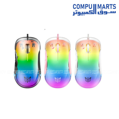 ONIKUMA -CW925- RGB- Wired -Gaming- Mouse- Transparent -12800 DPI