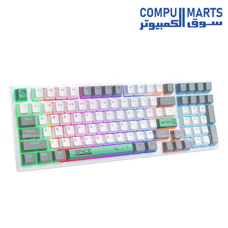 ONIKUMA G38 Three Color Wired Mechanical Keyboard 98 Keys RGB Backlit Black