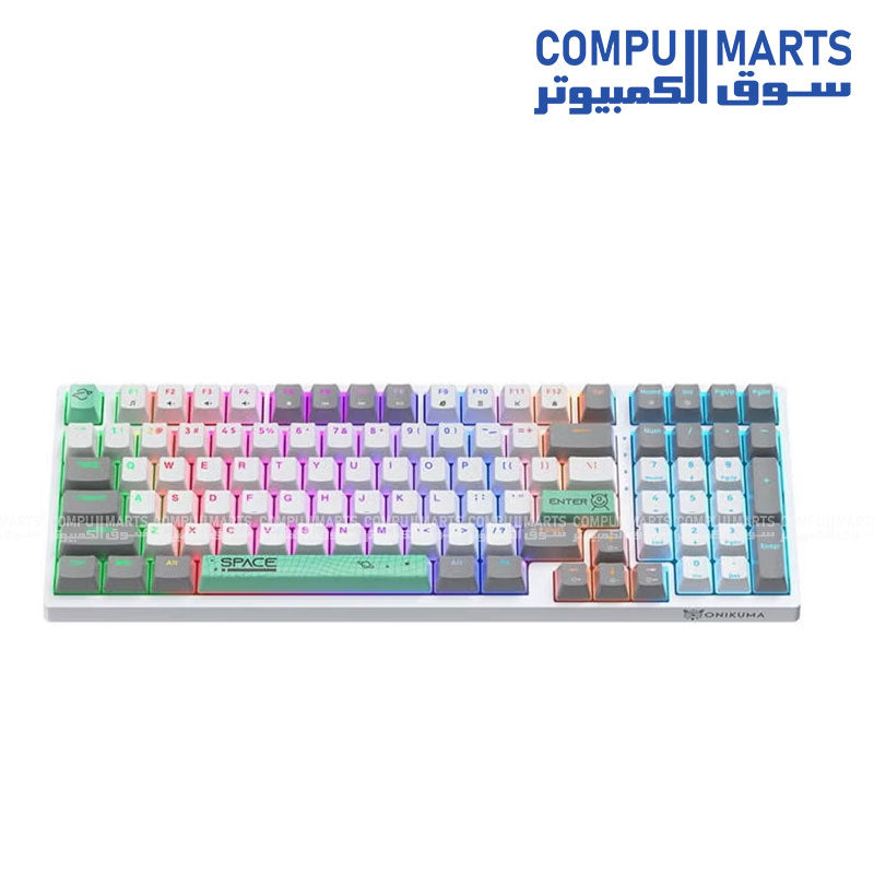 ONIKUMA G38 Three Color Wired Mechanical Keyboard 98 Keys RGB Backlit Black
