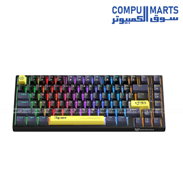 ONIKUMA- G52- 75% -Mechanical -Gaming -Keyboard- 82 Keys- RGB- Backlit Black -Blue Switches