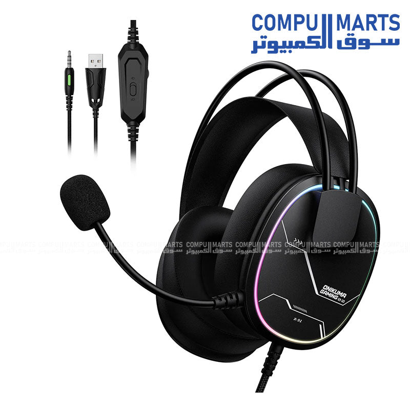 ONIKUMA X91 RGB Gaming Headset with HD Mic USB 3.5mm Black Egypt