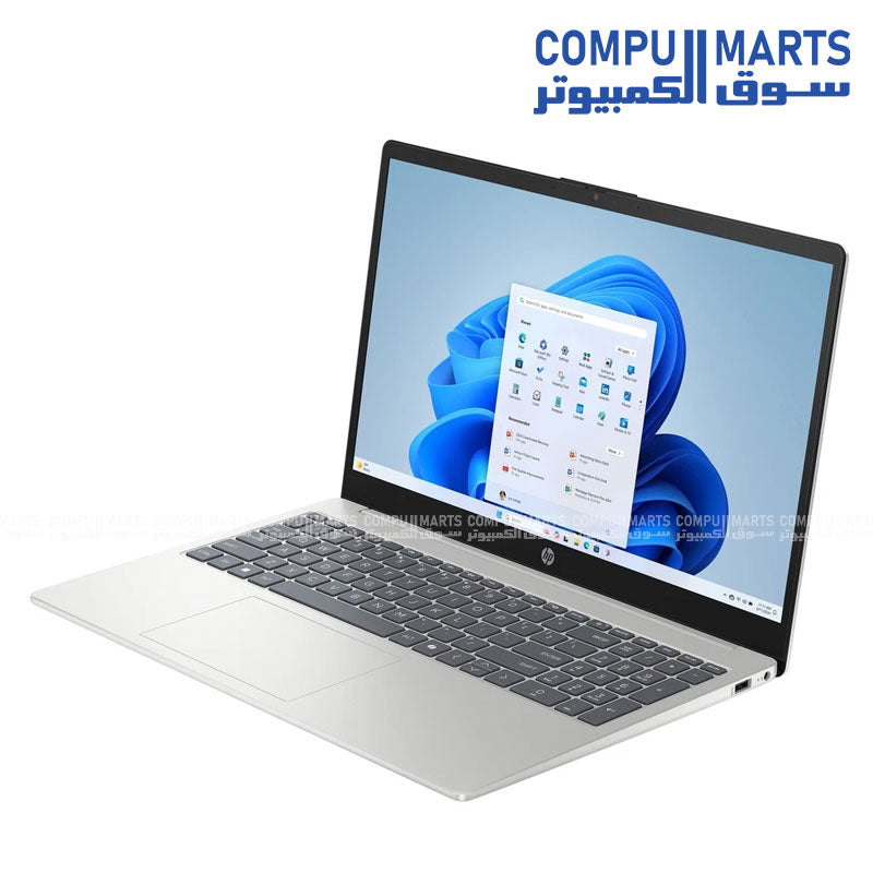 HP Laptop 15-fd2xxx featuring a 15.6-inch FHD touchscreen display, Intel UHD Graphics, and Bluetooth, available through Compumarts