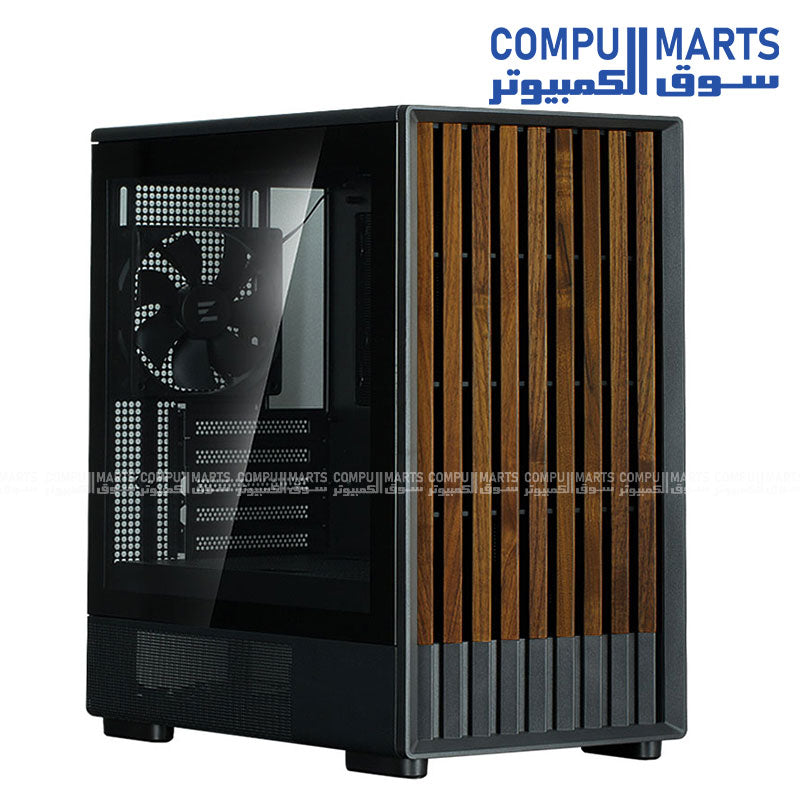 ZALMAN P10 NAMU Black mATX Case Tempered Glass USB-C Front View