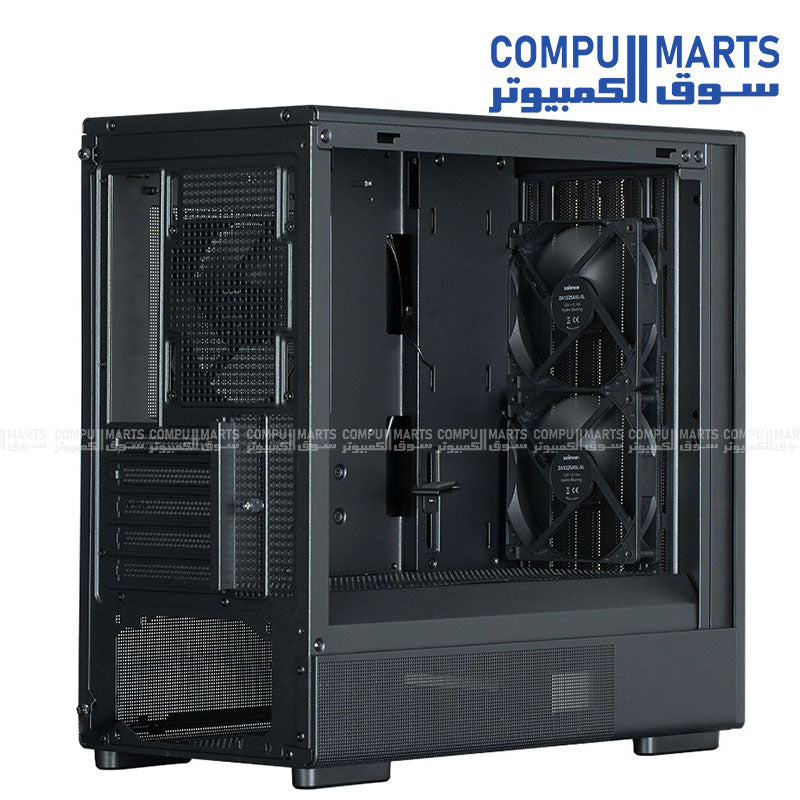 ZALMAN P10 NAMU Black mATX Case Tempered Glass USB-C Front View
