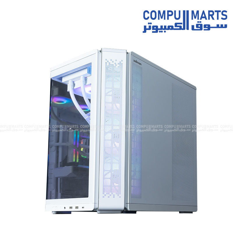 Zalman P60 BLACK / WHITE – ATX Mid Tower Tempered Glass 5 Fans USB-C 435mm GPU 360mm Radiator