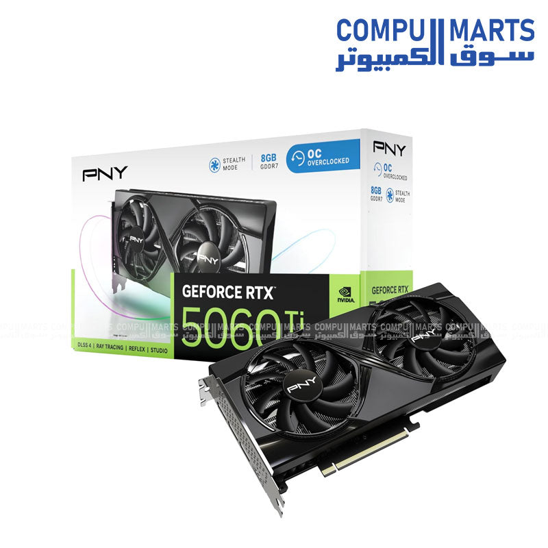 PNY GeForce RTX 5060 Ti 8GB VERTO Dual Fan RGB Graphics Card – PCIe 5.0, HDMI & DisplayPort, 8K Ready