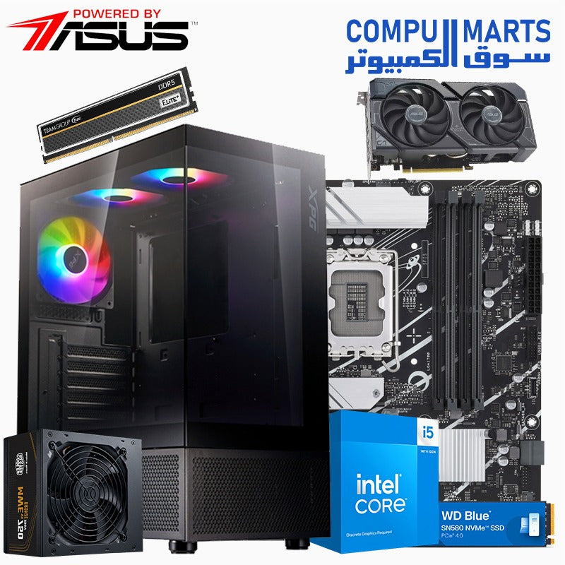 POWERED BY ASUS - TUF GAMER ONE DDR5 - Intel Core i5-14400F - RTX 4060 Ti - 16GB DDR5 - WD SN580 - INVADER X MINI - CM 750W - Stock Cooler