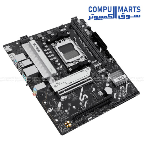 "ASUS PRIME B850M-K Micro-ATX Motherboard with AMD B850 chipset, DDR5 support, PCIe 5.0, dual M.2, and Aura Sync RGB"
