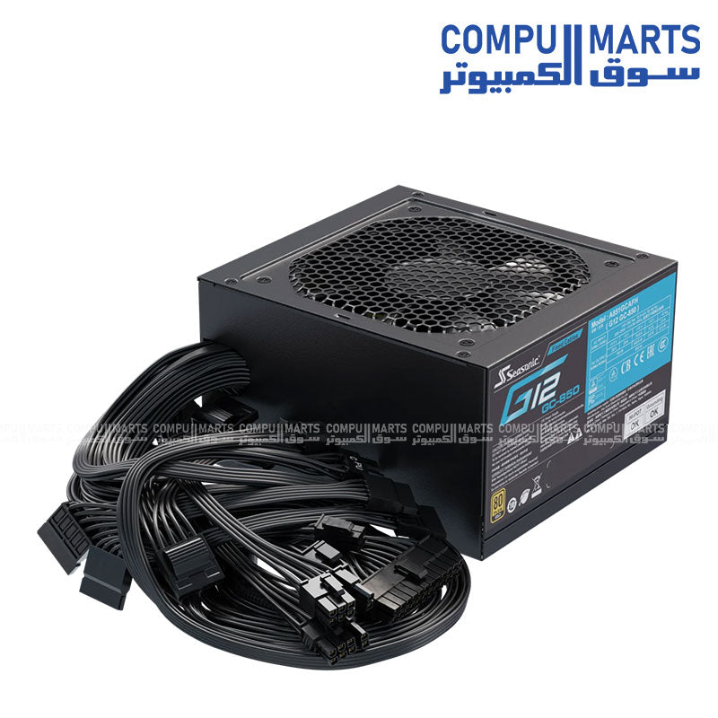 Seasonic 850W 80 Plus Gold power supply with smart silent fan and fixed black cables