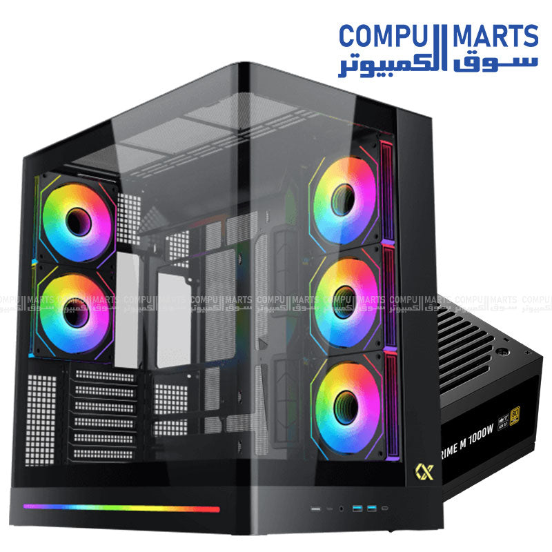 Xigmatek Pano II Air and PRIME M 1000W 80+ Gold PSU package designed for PC builders seeking a case and power supply solution in Egypt