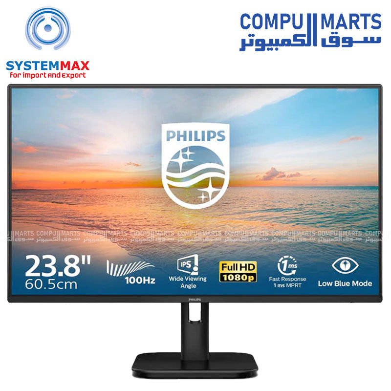 Philips 24E1N1100D 24" FHD IPS Monitor – 100Hz, 1ms MPRT, Adaptive Sync, Ultra-Slim Design