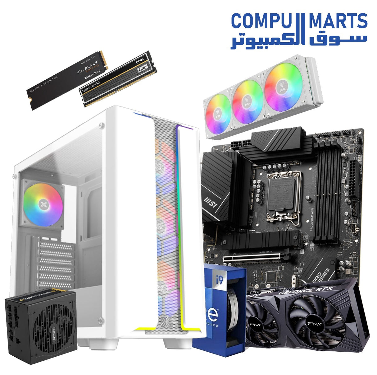 i9-14900KF, MSI PRO Z790-P WIFI, 32GB DDR5 6000MHz RAM, 1TB Gen4 NVMe SSD, 360mm ARGB Liquid Cooling, 850W Gold Power Supply – Premium Gaming PC Egypt