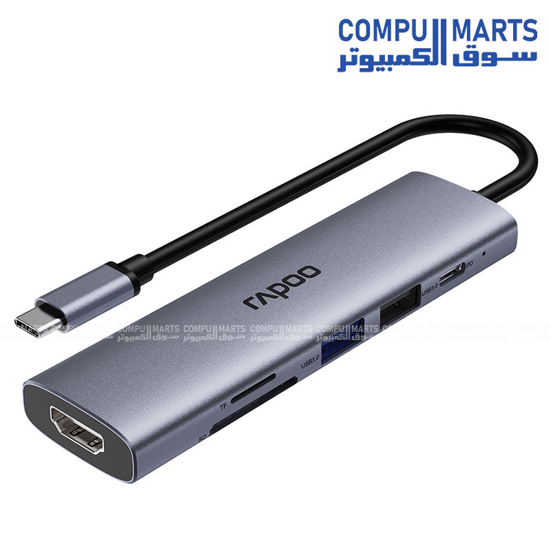 RAPOO XD61 6-in-1 USB-C Multi-Function Docking Station 4K 60Hz