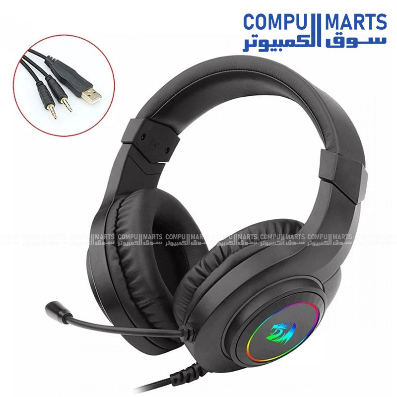 Redragon H260 Hylas RGB wired gaming headset with noise cancelling mic