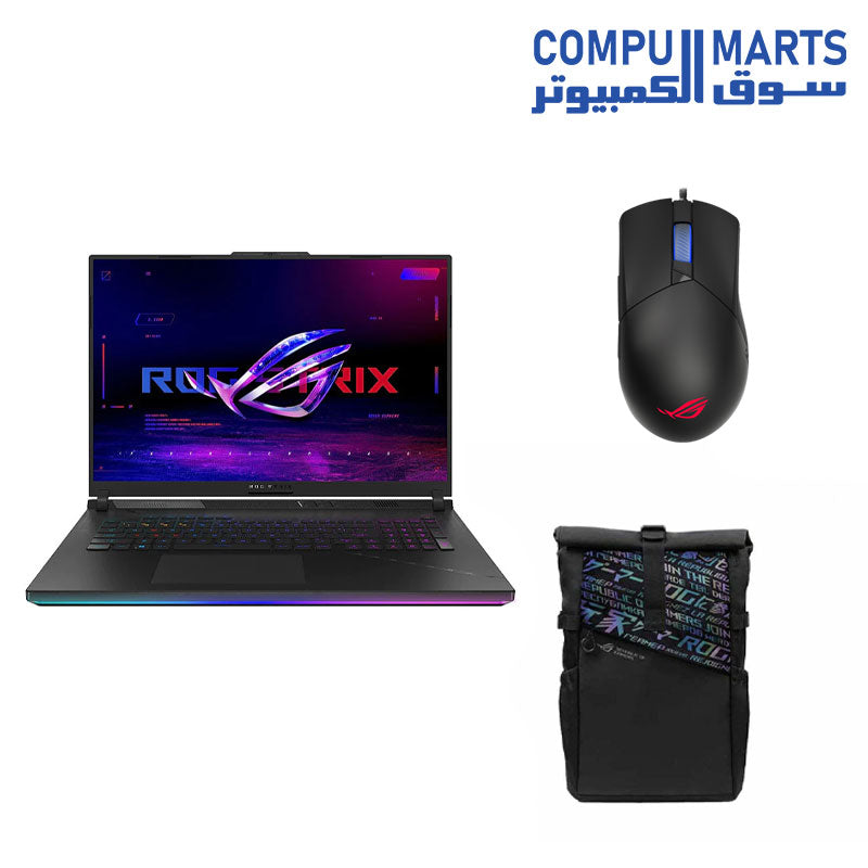 ROG Strix SCAR 18 - G834JY-N6033W - i9-13980HX - DDR5 32GB - RTX™ 4090 16GB GDDR6 - 2TB M.2 NVMe -Win11 -ROG backpack, ROG Gladius III Mouse P514, Marketing Giveaway (1 Customizable Armor Cap)